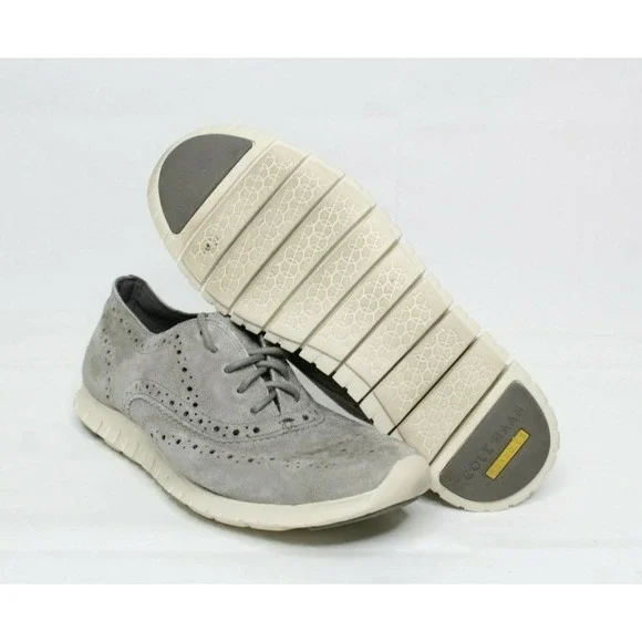 Cole Haan ZeroGrand Shoes Gray Suede Wingtip Oxford Sneakers Woman's Size 9 - Picture 6 of 8